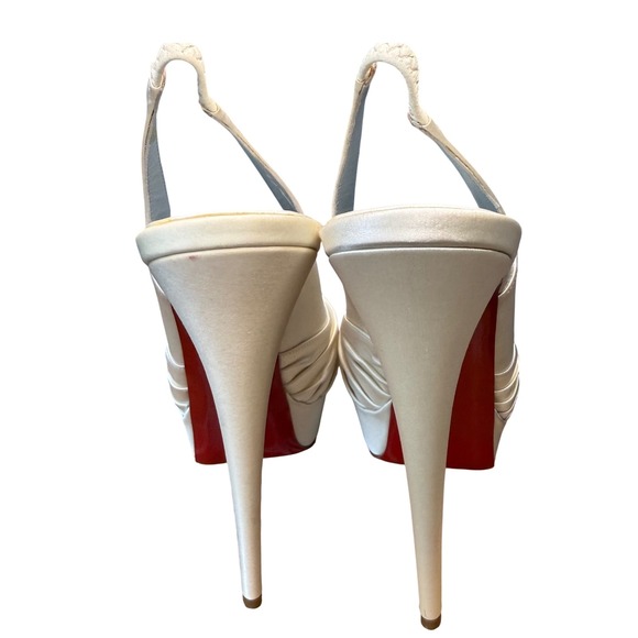 Christian Louboutin Jenny 150 Off White Satin Heels EU 40.5 US 10.5 Bridal - Picture 7 of 11